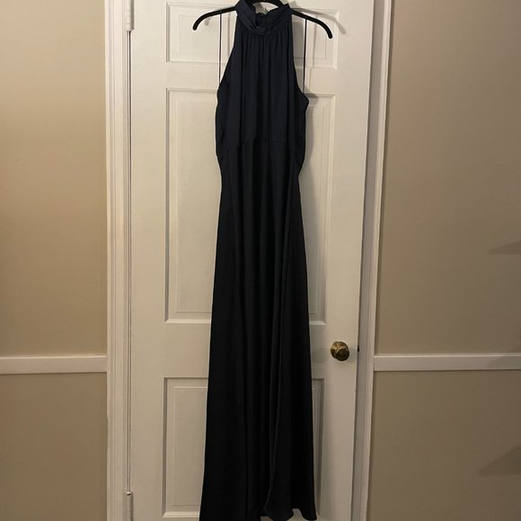 NWOT BHLDN Esme Satin Charmeuse Dress  Navy 16 - Picture 5 of 8